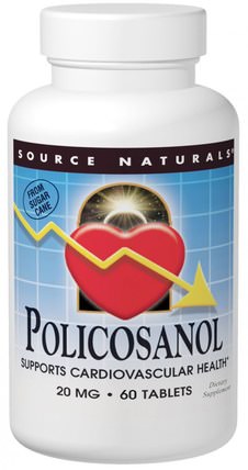 Policosanol, 20 mg, 60 Tablets by Source Naturals, 補充劑，多廿烷醇 HK 香港