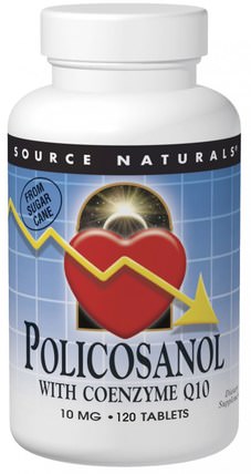 Policosanol, with Coenzyme Q10, 10 mg, 120 Tablets by Source Naturals, coq10，補充劑，多廿烷醇 HK 香港