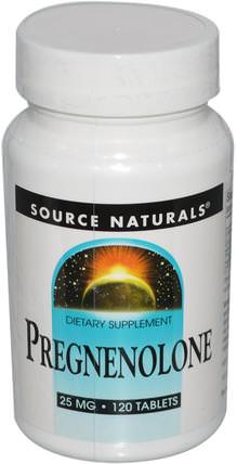 Pregnenolone, 25 mg, 120 Tablets by Source Naturals, 補充劑，孕烯醇酮25毫克 HK 香港