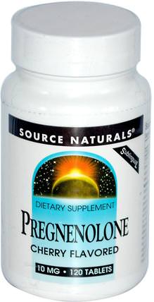 Pregnenolone Cherry Flavored, 10 mg, 120 Tablets by Source Naturals, 補充劑，孕烯醇酮 HK 香港