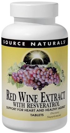Red Wine Extract, With Resveratrol, 60 Tablets by Source Naturals, 補充劑，白藜蘆醇 HK 香港