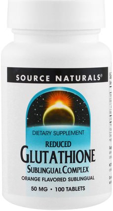 Reduced Glutathione Complex, Orange Flavored, 50 mg, 100 BioLingual Lozenges by Source Naturals, 補充劑，l穀胱甘肽，氨基酸 HK 香港