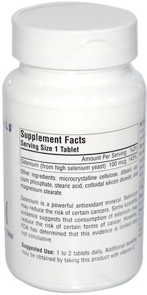 Selenium, 100 mcg, 250 Tablets by Source Naturals, 補充劑，抗氧化劑，硒，礦物質 HK 香港