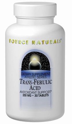 Trans-Ferulic Acid, 250 mg, 30 Tablets by Source Naturals, 補充劑，阿魏酸 HK 香港