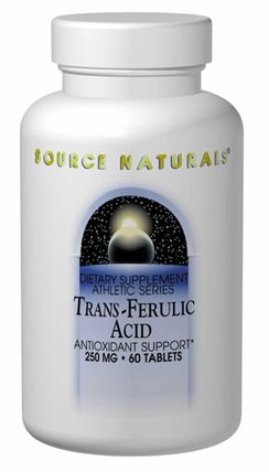 Trans-Ferulic Acid, 250 mg, 60 Tablets by Source Naturals, 補充劑，阿魏酸 HK 香港