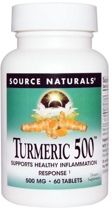 Turmeric 500, 60 Tablets by Source Naturals, 補充劑，抗氧化劑，薑黃素，薑黃 HK 香港