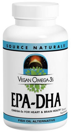 Vegan Omega-3S, EPA-DHA, 300 mg, 60 Vegan Softgels by Source Naturals, 補充劑，efa omega 3 6 9（epa dha） HK 香港