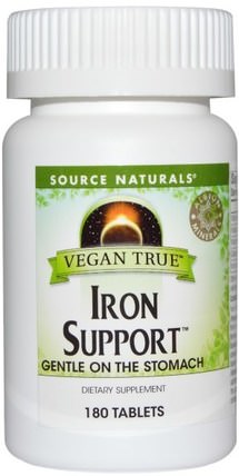 Vegan True, Iron Support, 180 Tablets by Source Naturals, 補品，礦物質，鐵 HK 香港