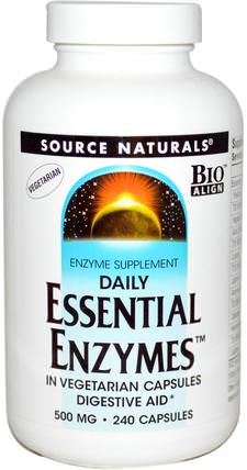 Vegetarian Daily Essential Enzymes, 500 mg, 240 Capsules by Source Naturals, 補充劑，酶，消化酶 HK 香港