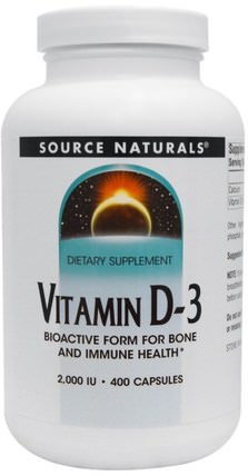 Vitamin D-3, 2.000 IU, 400 Capsules by Source Naturals, 維生素，維生素D3 HK 香港