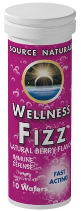 Wellness Fizz, Natural Berry Flavor, 10 Wafers by Source Naturals, 補品，泡騰，陰.. HK 香港
