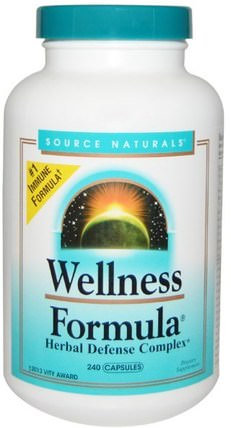 Wellness Formula, Herbal Defense Complex, 240 Capsules by Source Naturals, 補充劑，抗生素，紫錐花，健康，感冒和流感 HK 香港