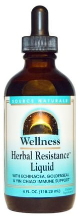 Wellness, Herbal Resistance Liquid, 4 fl oz (118.28 ml) by Source Naturals, 補充劑，抗生素，紫錐菊液體，草藥，horehound HK 香港