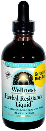 Wellness, Herbal Resistance Liquid, 4 fl oz (118.28 ml) by Source Naturals, 補充劑，抗生素，紫錐花液體，健康，感冒和流感 HK 香港