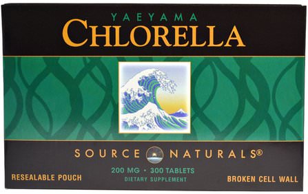 Yaeyama Chlorella, 200 mg, 300 Tablets by Source Naturals, 補品，超級食品，小球藻 HK 香港