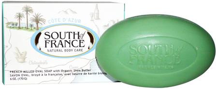 Cote D Azur, French Milled Bar Oval Soap with Organic Shea Butter, 6 oz (170 g) by South of France, 洗澡，美容，肥皂，乳木果油 HK 香港