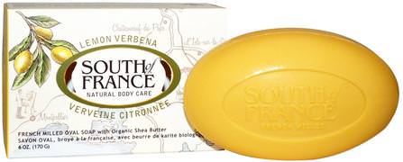 Lemon Verbena, French Milled Oval Soap with Organic Shea Butter, 6 oz (170 g) by South of France, 洗澡，美容，肥皂，乳木果油 HK 香港