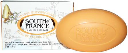 Orange Blossom Honey, French Milled Bar Soap with Organic Shea Butter, 6 oz (170 g) by South of France, 洗澡，美容，肥皂，乳木果油 HK 香港