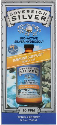 Bio-Active Silver Hydrosol, Immune Support, 10 ppm, 32 fl oz (946 ml) by Sovereign Silver, 補充劑，膠體銀，礦物質，液體礦物質，銀水溶膠 HK 香港