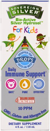 Bio-Active Silver Hydrosol, For Kids, Daily Immune Support Drops, 4 fl oz (118 ml) by Sovereign Silver, 兒童健康，感冒感冒咳嗽 HK 香港