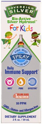 Bio-Active Silver Hydrosol, For Kids, Daily Immune Support Spray, 2 fl oz (59 ml) by Sovereign Silver, 兒童健康，感冒感冒咳嗽 HK 香港