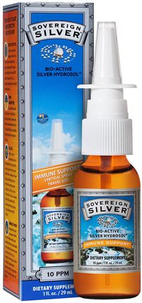 Bio-Active Silver Hydrosol, Immune Support, Vertical Spray, 10 ppm, 1 fl oz (29 ml) by Sovereign Silver, 補品，礦物質，膠體銀 HK 香港