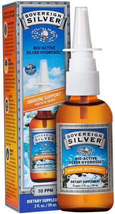 Bio-Active Silver Hydrosol, Immune Support, Vertical Spray, 10 ppm, 2 fl oz (59 ml) by Sovereign Silver, 補品，礦物質，膠體銀 HK 香港