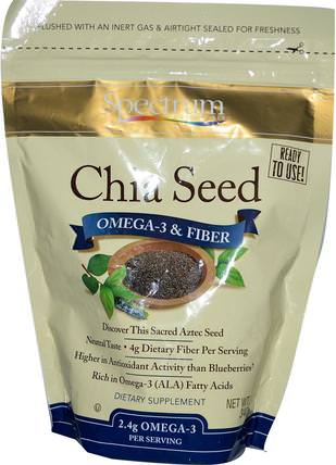 Chia Seed, Omega-3 & Fiber, 12 oz (340 g) by Spectrum Essentials, 補充劑，efa omega 3 6 9（epa dha），正大種子 HK 香港