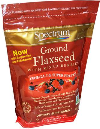Ground Flaxseed with Mixed Berries, 12 oz (340 g) by Spectrum Essentials, 補充劑，亞麻籽 HK 香港