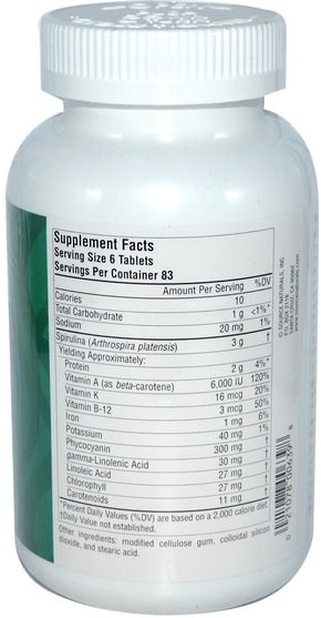 健康 - Source Naturals, Spirulina, 500 mg, 500 Tablets