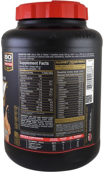 體育 - ALLMAX Nutrition, AllWhey Gold, 100% Whey Protein + Premium Whey Protein Isolate, Salted Caramel Popcorn, 5 lbs. (2.27 kg)