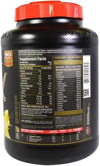 體育 - ALLMAX Nutrition, Isoflex, 100% Ultra-Pure Whey Protein Isolate (WPI Ion-Charged Particle Filtration), Banana, 5 lbs (2.27 kg)