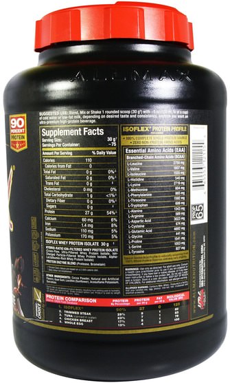 體育 - ALLMAX Nutrition, Isoflex, 100% Ultra-Pure Whey Protein Isolate (WPI Ion-Charged Particle Filtration), Chocolate, 5 lbs (2.27 kg)