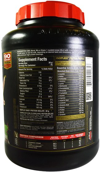 體育 - ALLMAX Nutrition, Isoflex, 100% Ultra-Pure Whey Protein Isolate (WPI Ion-Charged Particle Filtration), Chocolate Mint, 5 lbs (2.27 kg)