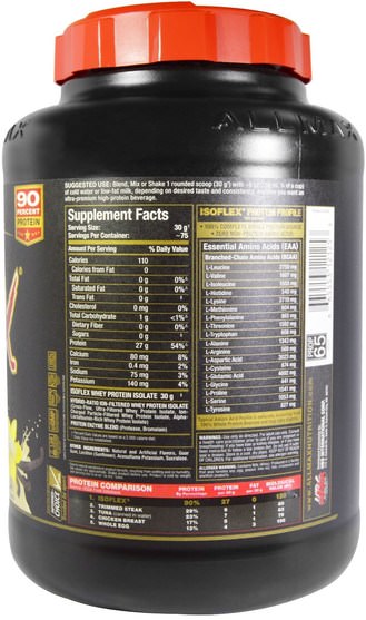體育 - ALLMAX Nutrition, Isoflex, 100% Ultra-Pure Whey Protein Isolate (WPI Ion-Charged Particle Filtration), Vanilla, 5 lbs (2.27 kg)