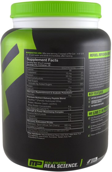 運動，肌酸 - MusclePharm, Re-Con Refuel + Rebuild, Fruit Punch, 35.98 oz (1.02 kg)