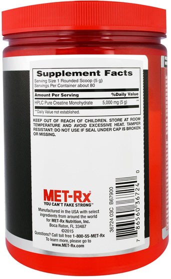 運動，肌酸粉 - MET-Rx, Creatine Mononhydrate, Unflavored, 14.1 oz (400 g)
