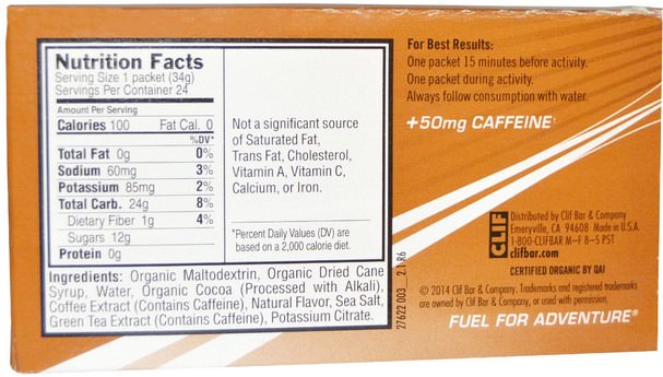 運動，電解質飲料補水 - Clif Bar, Clif Shot Energy Gel, Mocha, +50 mg Caffeine, 24 Packets, 1.20 oz (34 g) Each