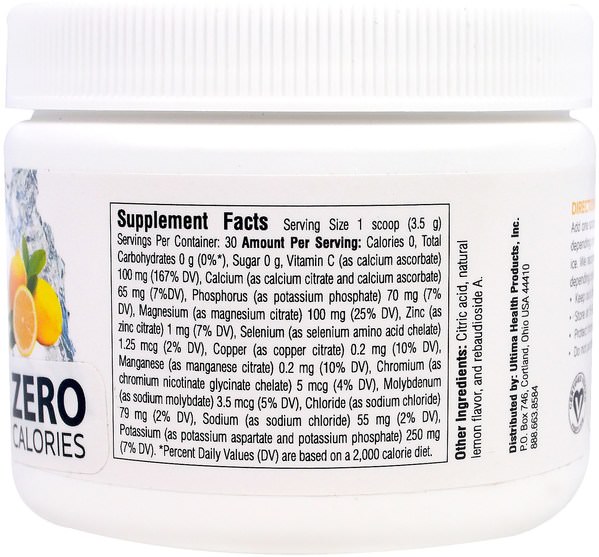 運動，電解質飲料補水 - Ultima Health Products, Ultima Replenisher Electrolyte Powder, Lemonade, 3.7 oz (105 g)