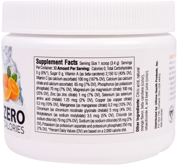 運動，電解質飲料補水 - Ultima Health Products, Ultima Replenisher Electrolyte Powder, Orange, 3.6 oz (102 g)