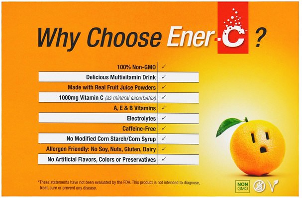 運動，電解質飲料補給，維生素c - Ener-C, Vitamin C, Effervescent Powdered Drink Mix, Variety Pack, 6 Packets