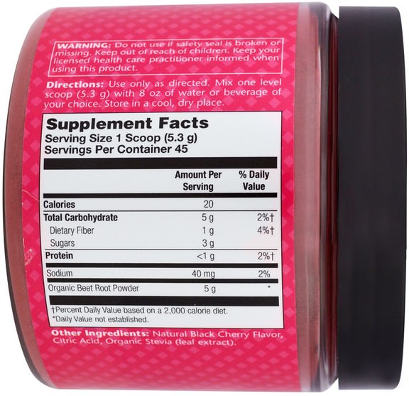 運動，草藥，甜菜粉根 - Natural Sport, Beetroot Sport Powder, Black Cherry Flavor, 8.5 oz (242 g)