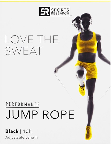 運動，家庭，鍛煉/健身裝備 - Sports Research, Performance Jump Rope, Black, 1 Jump Rope