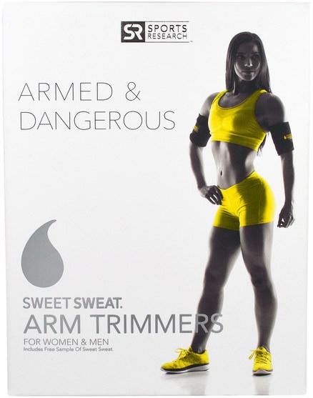 運動，家庭，鍛煉/健身裝備 - Sports Research, Sweet Sweat Arm Trimmers, Unisex-Regular, Yellow, 1 Pair