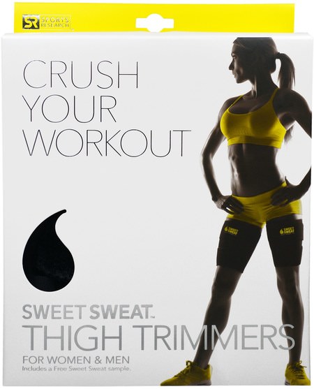 運動，家庭，鍛煉/健身裝備 - Sports Research, Sweet Sweat Thigh Trimmers, Yellow, 1 Pair