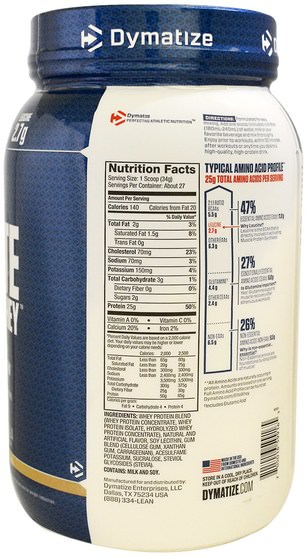運動，肌肉 - Dymatize Nutrition, Elite 100% Whey Protein, Gourmet Vanilla, 32 oz (907 g)