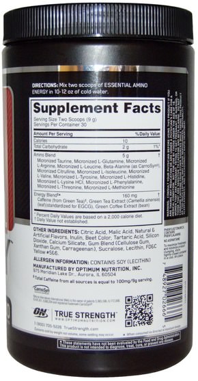 體育 - Optimum Nutrition, Essential Amino Energy, Fruit Fusion, 9.5 oz (270 g)