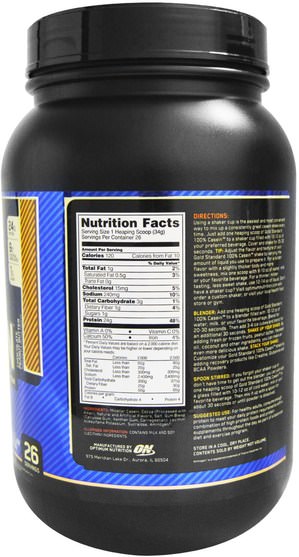 體育 - Optimum Nutrition, Gold Standard, 100% Casein, Chocolate Peanut Butter, 2 lb (909 g)