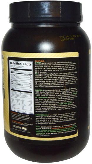 體育 - Optimum Nutrition, Gold Standard, 100% Casein, Natural, Chocolate Crme, 2 lbs (909 g)