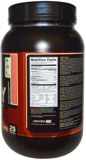 體育 - Optimum Nutrition, Gold Standard, 100% Whey, Delicious Strawberry, 2 lbs (909 g)
